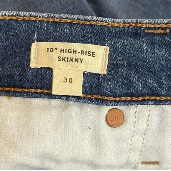 Madewell 10” High Rise Blue Skinny Jeans - Size 30 - Picture 4 of 6